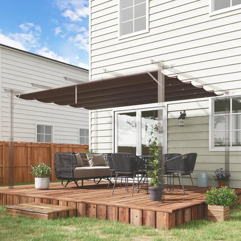 Retractable Replacement Pergola Canopy For 10' X 13' Pergola, Coffee 2