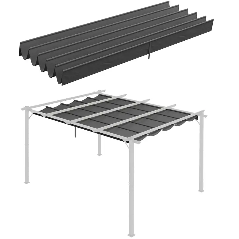 Retractable Replacement Pergola Canopy For 10' X 13' Pergola, Dark Grey 1