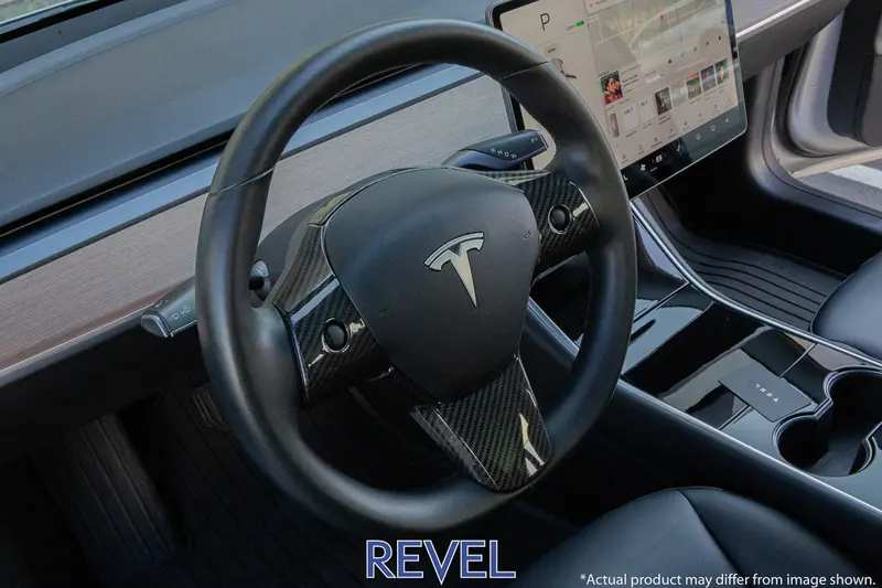 Revel Gt Dry Carbon Steering Wheel Insert Covers Tesla Model 3 - 3 Piece 2