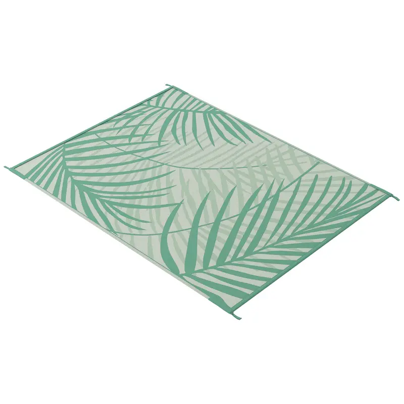 Reversible Rug With Carry Bag, 9' X 12' Waterproof Portable Rv Camping Carpet, Green & Cream 2
