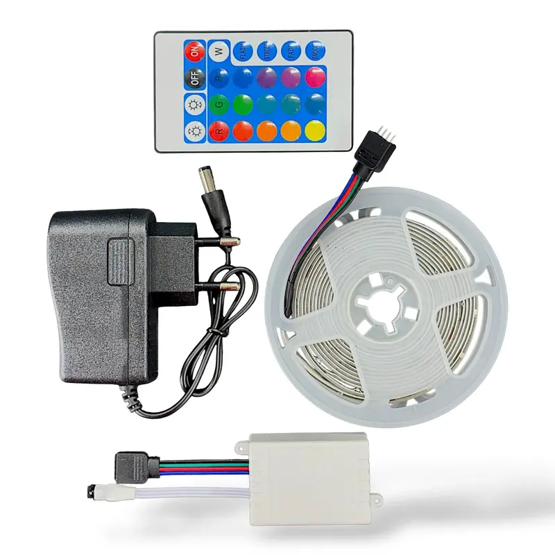 Rgb Strip Light With Remote 12V Dc | 2835 Led Crystal Epoxy Waterproof Strip 2.5M (54 Leds/M) 1
