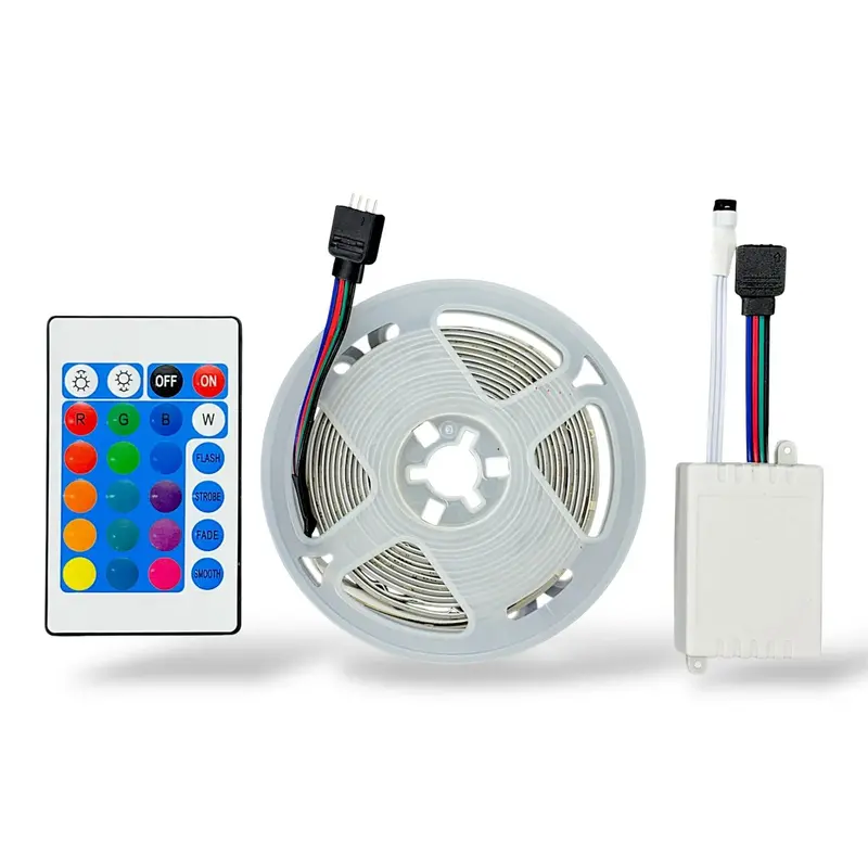 Rgb Strip Light With Remote 12V Dc | 2835 Led Crystal Epoxy Waterproof Strip 2.5M (54 Leds/M) 2