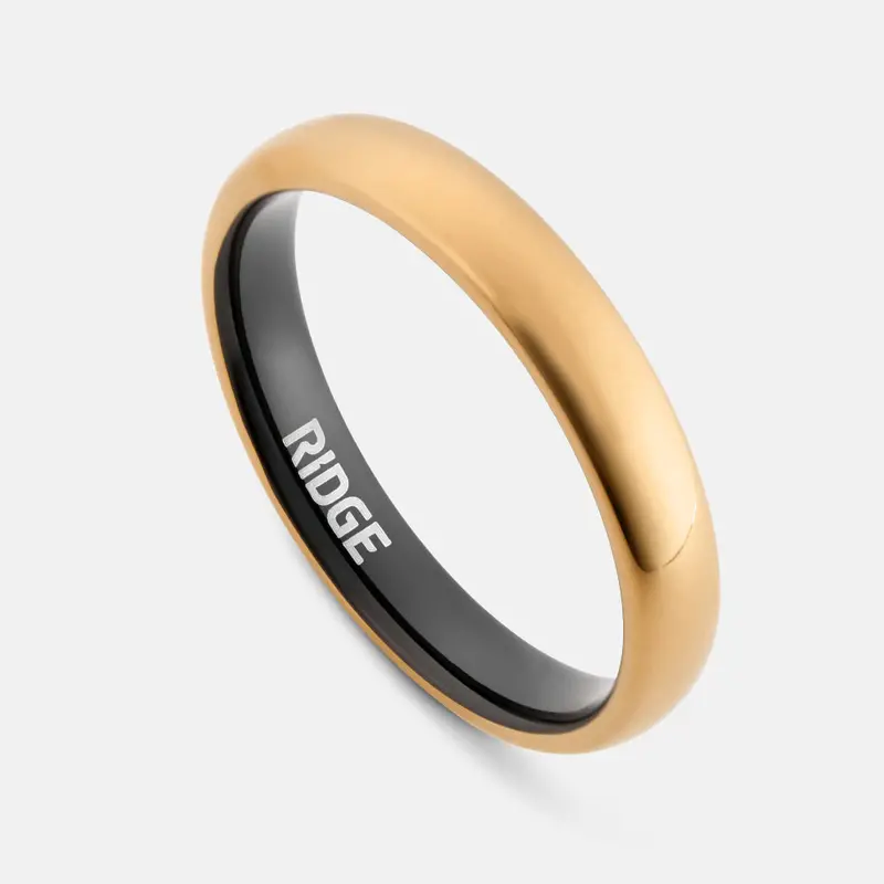 Ridge 4Mm Rounded Ring Set - 24K Gold 1
