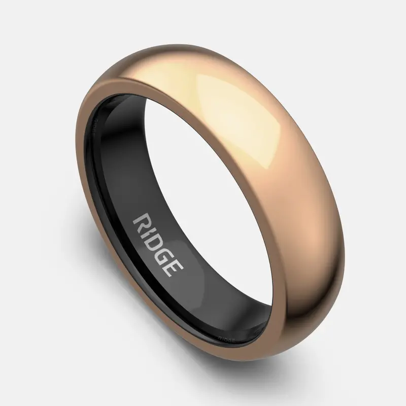 Ridge 6Mm Rounded Ring Set - 18K Rose Gold 1