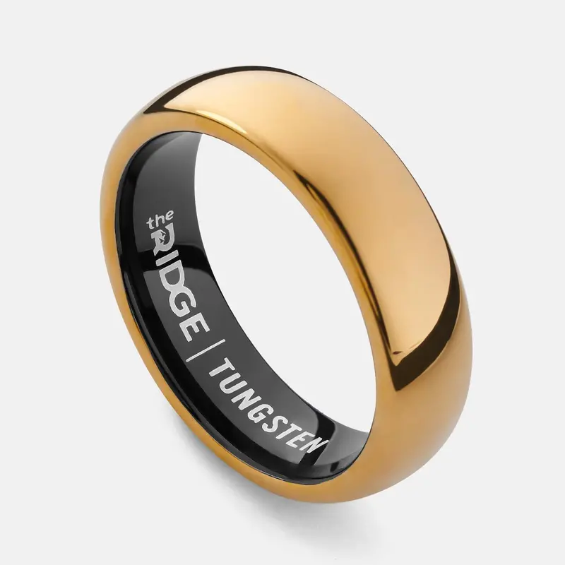 Ridge 6Mm Rounded Ring Set - 24K Gold 1