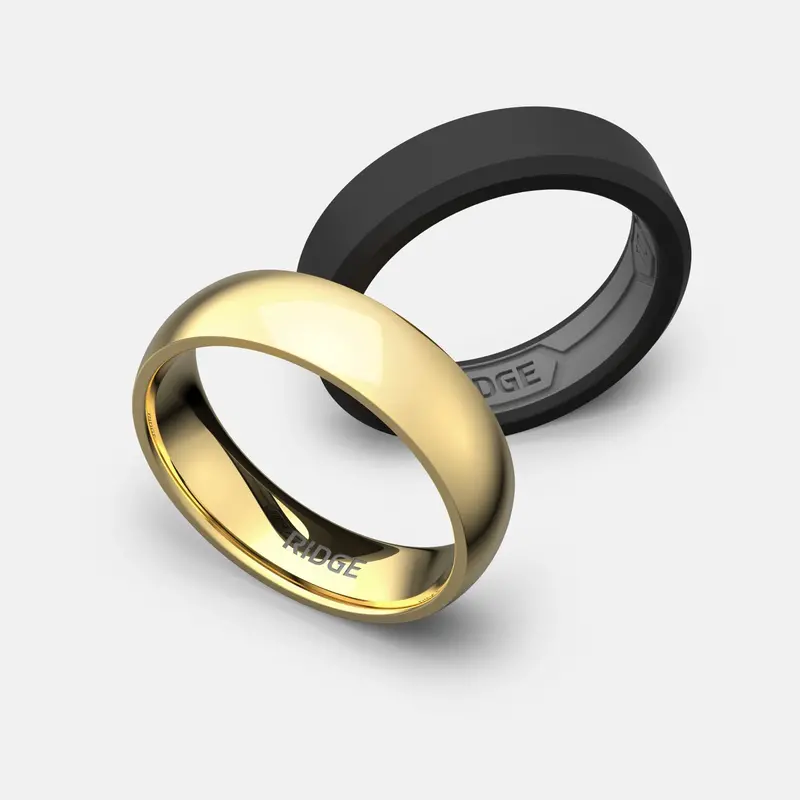 Ridge 6Mm Rounded Ring Set - 24K Gold | Tantalum 3