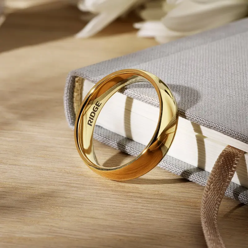 Ridge 6Mm Rounded Ring Set - 24K Gold | Tantalum 6