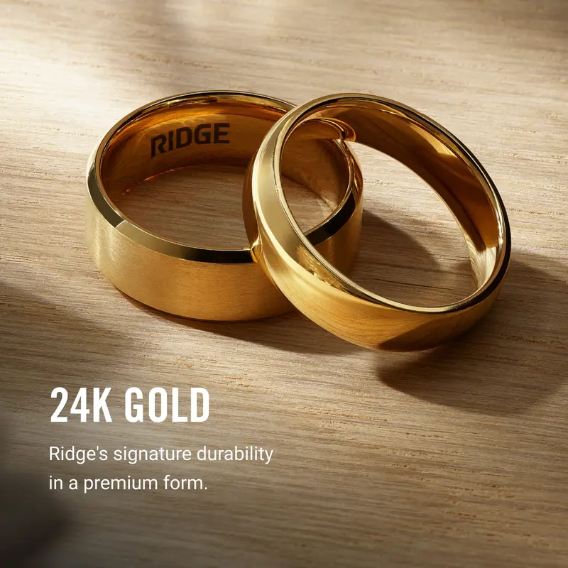 Ridge 6Mm Rounded Ring Set - 24K Gold | Tantalum 7