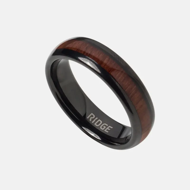 Ridge 6Mm Rounded Ring Set - Mopane Wood 2