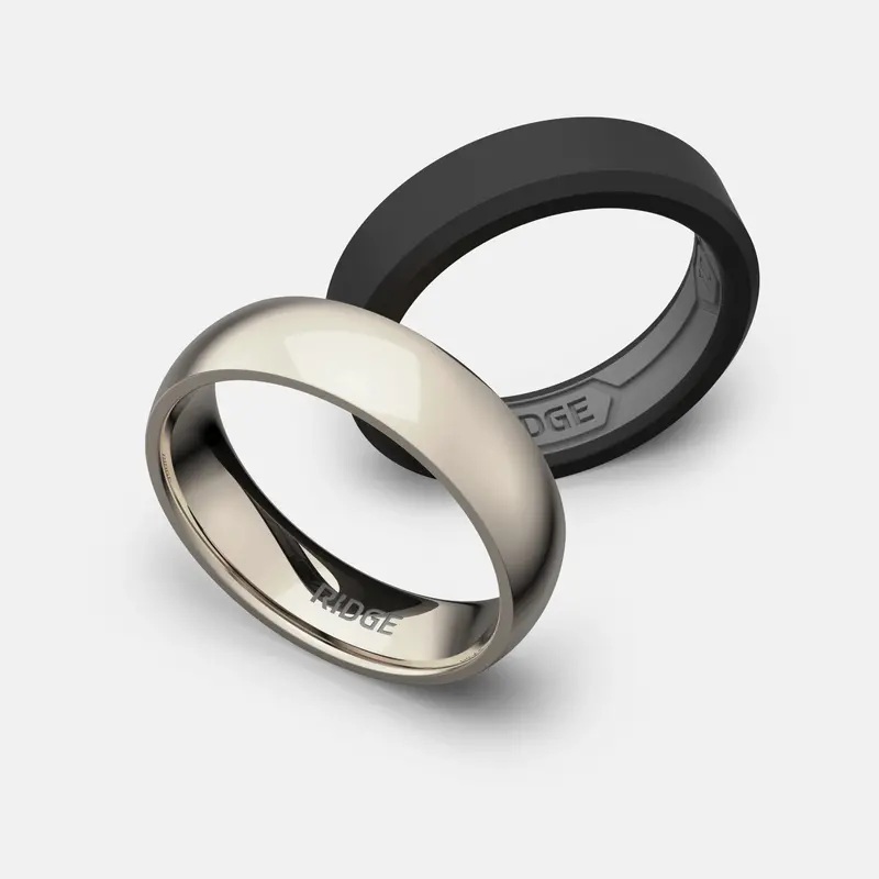 Ridge 6Mm Rounded Ring Set - Platinum | Tantalum 3