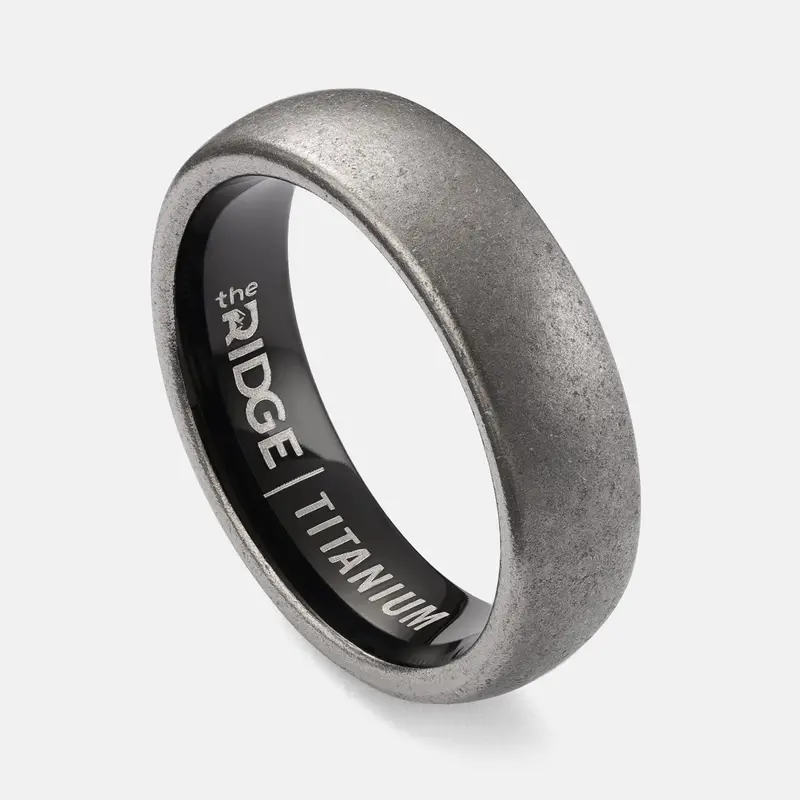 Ridge 6Mm Rounded Ring Set - Stonewashed Titanium 1