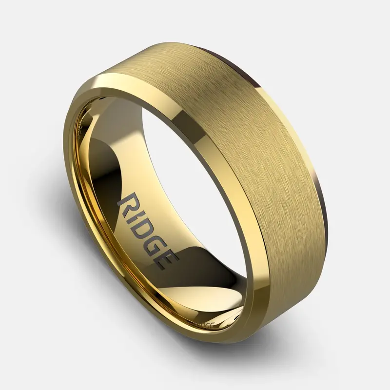 Ridge 8Mm Beveled Ring Set - 24K Gold | Tantalum 1