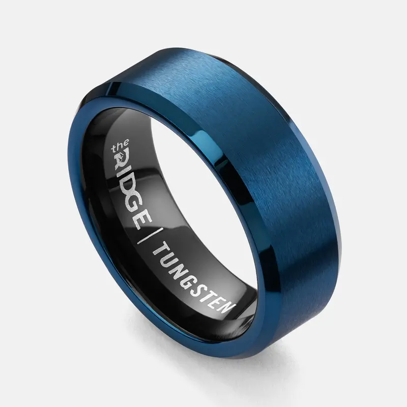 Ridge 8Mm Beveled Ring Set - Alpine Navy 1