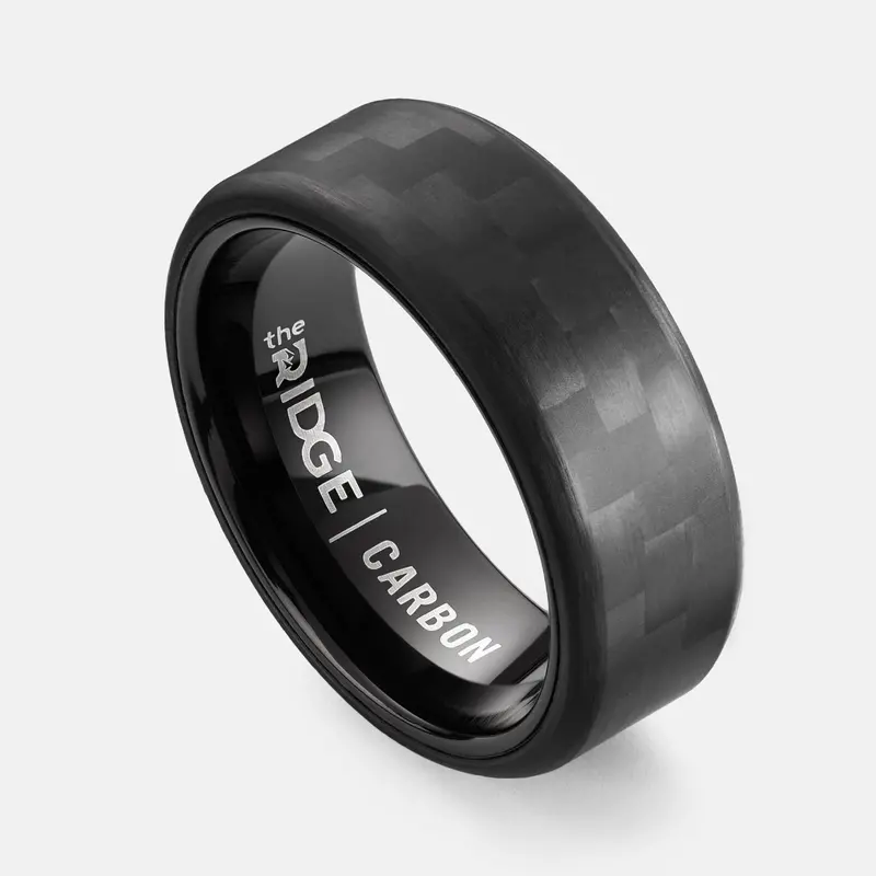 Ridge 8Mm Beveled Ring Set - Carbon Fiber 3K 1