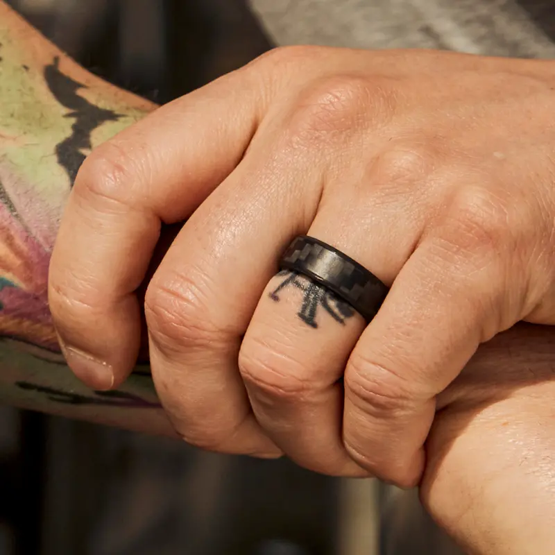 Ridge 8Mm Beveled Ring Set - Carbon Fiber 3K 3
