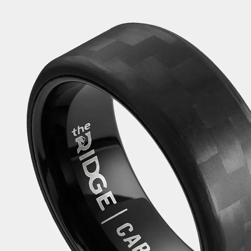 Ridge 8Mm Beveled Ring Set - Carbon Fiber 3K 4