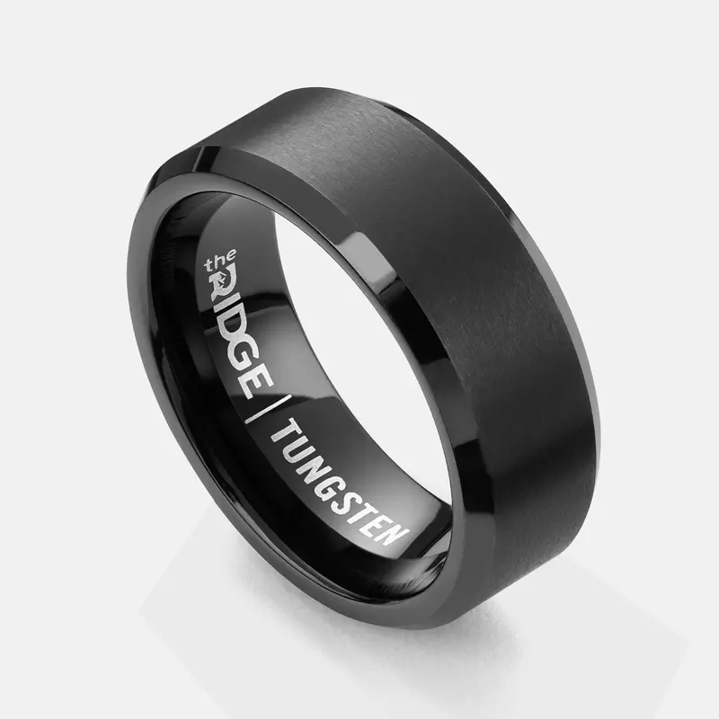 Ridge 8Mm Beveled Ring Set - Gunmetal 1