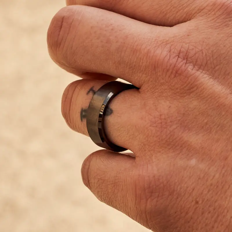 Ridge 8Mm Beveled Ring Set - Gunmetal 3