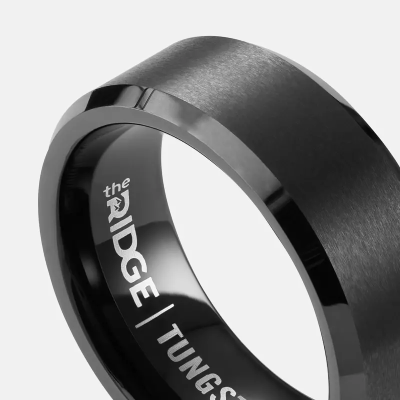Ridge 8Mm Beveled Ring Set - Gunmetal 4