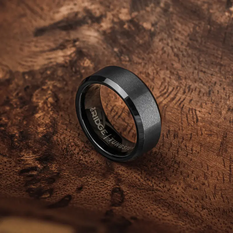 Ridge 8Mm Beveled Ring Set - Gunmetal 5