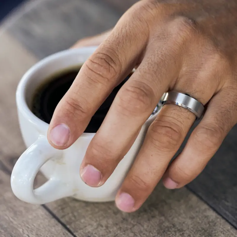 Ridge 8Mm Beveled Ring Set - Platinum 3