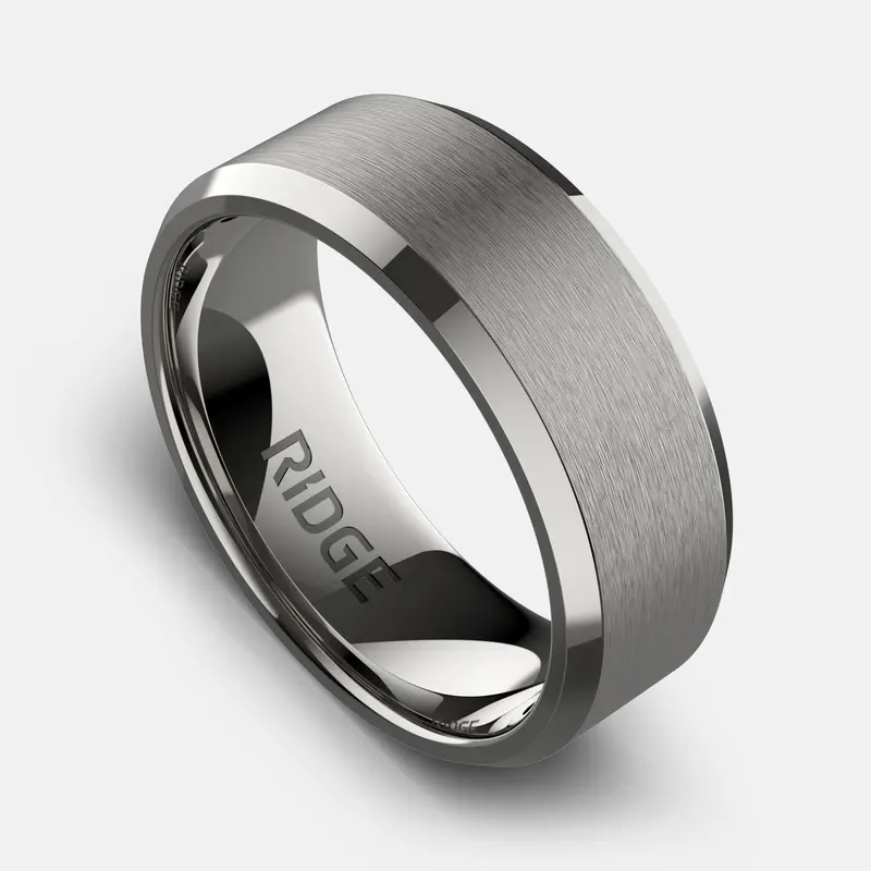 Ridge 8Mm Beveled Ring Set - Platinum | Tantalum 1