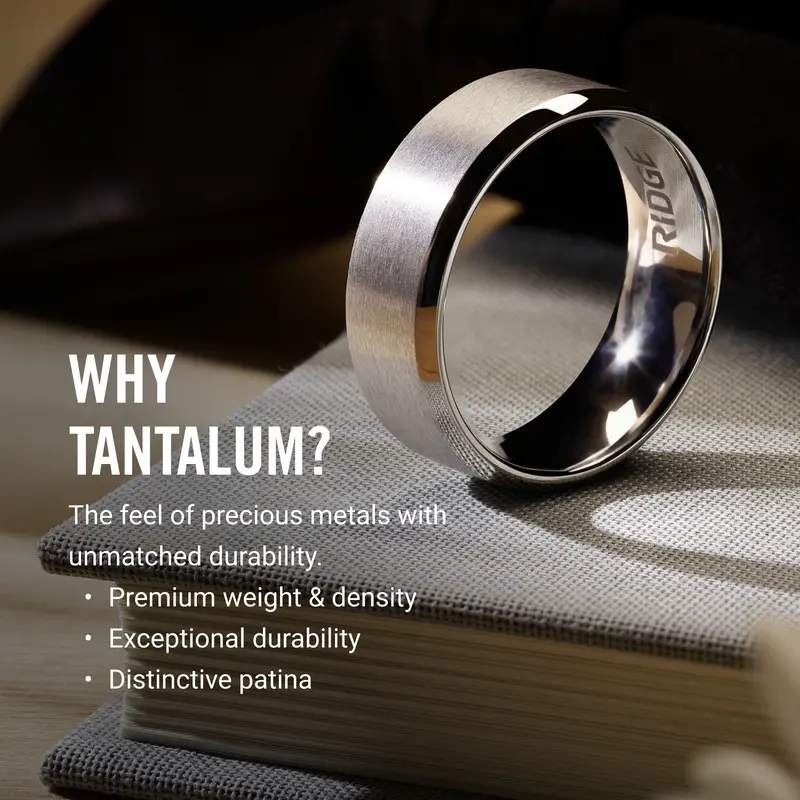 Ridge 8Mm Beveled Ring Set - Platinum | Tantalum 10