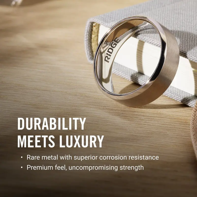 Ridge 8Mm Beveled Ring Set - Platinum | Tantalum 11