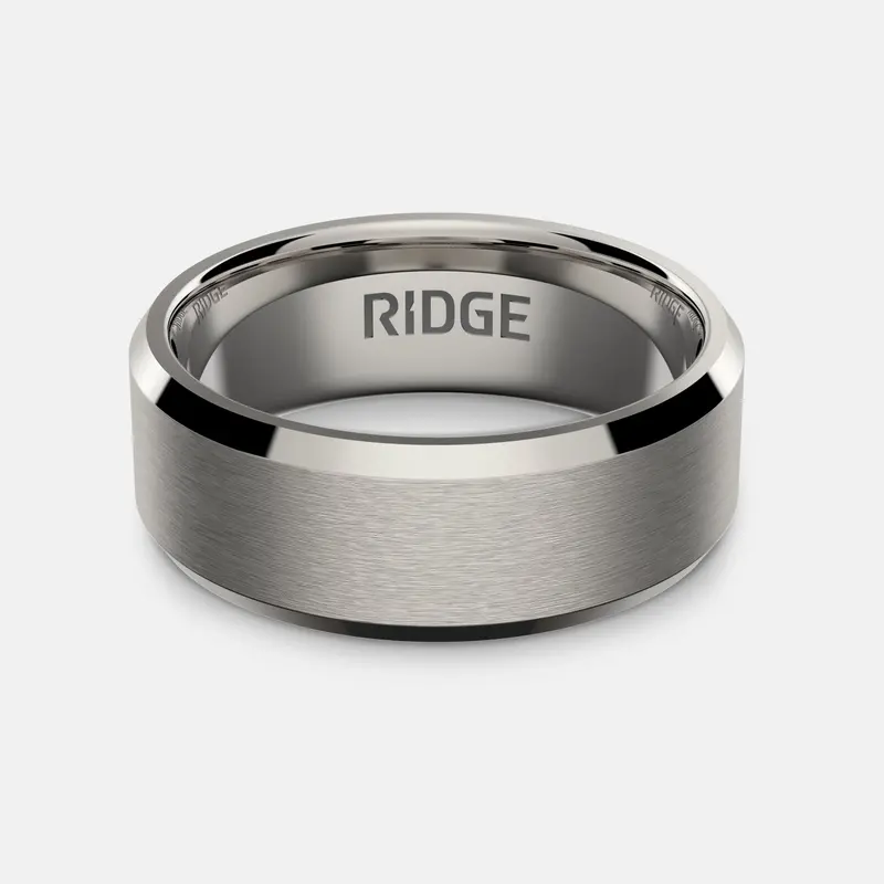 Ridge 8Mm Beveled Ring Set - Platinum | Tantalum 2