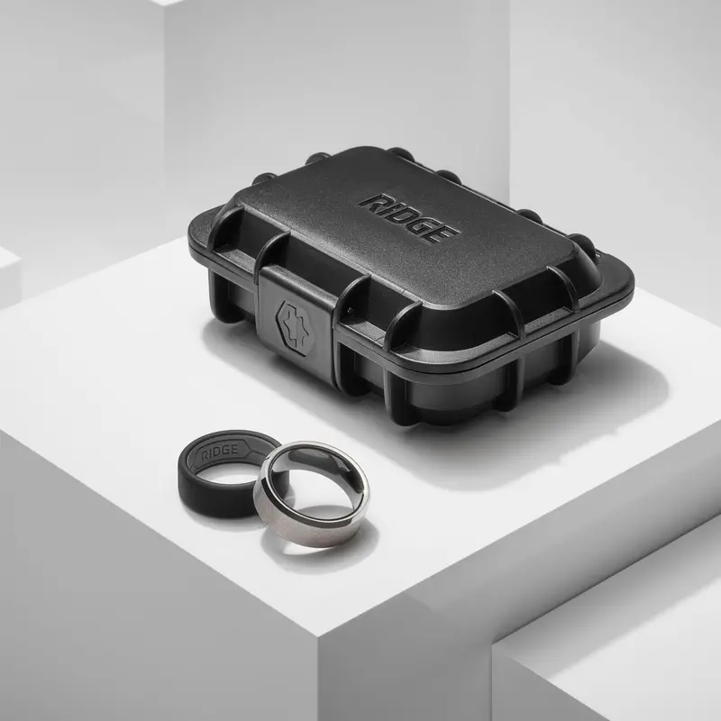 Ridge 8Mm Beveled Ring Set - Platinum | Tantalum 4