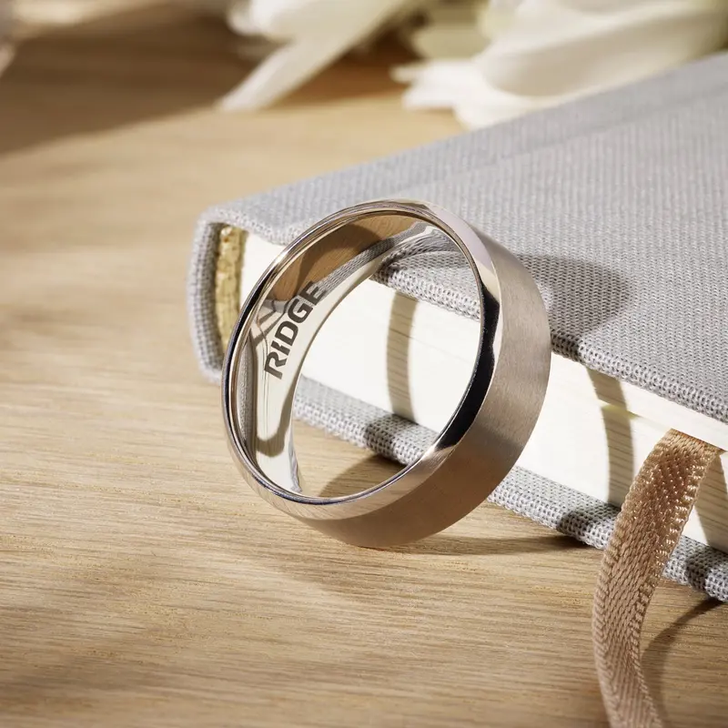 Ridge 8Mm Beveled Ring Set - Platinum | Tantalum 6