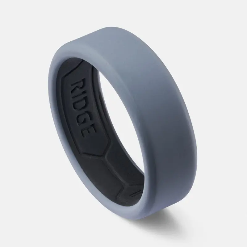 Ridge 8Mm Silicone Ring Set - Gunmetal 1