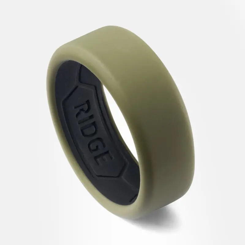 Ridge 8Mm Silicone Ring Set - Matte Olive 1