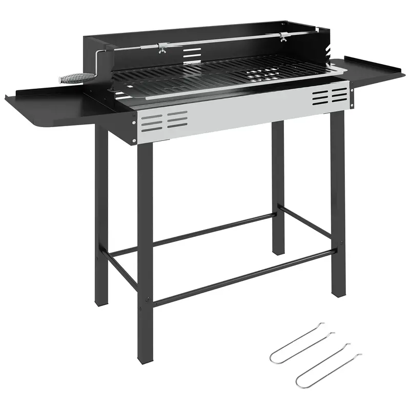 Rotisserie Grill With 3-Level Grates & Wind Deflector, Black 1