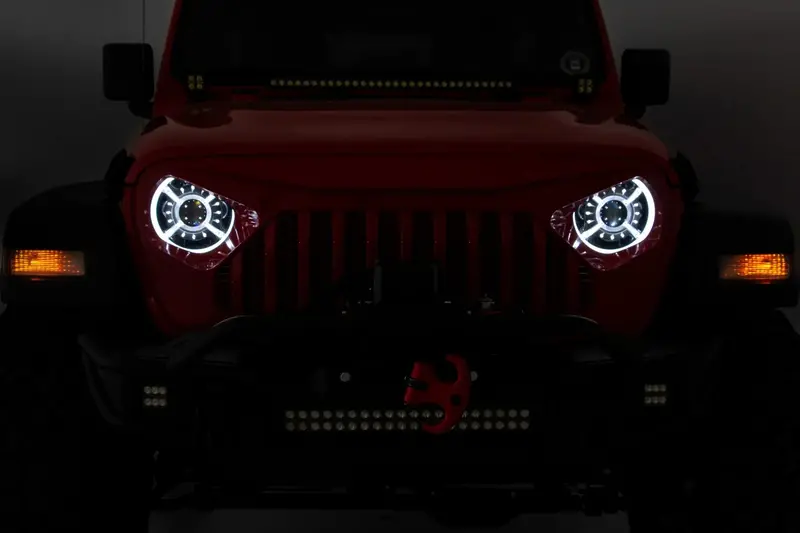 Rough Country 9" Drl Halo Led Headlights Dot Approved |  2018-2026 Jeep Gladiator Jt/Wrangler Jl 1