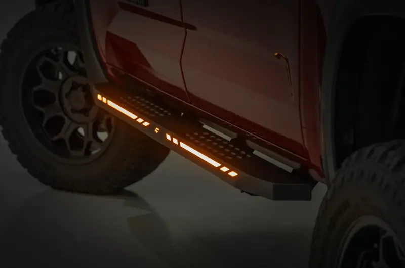 Rough Country Ac2 Running Boards Amber/White 2022-2025 Toyota Tundra Crewmax 2Wd/4Wd 2