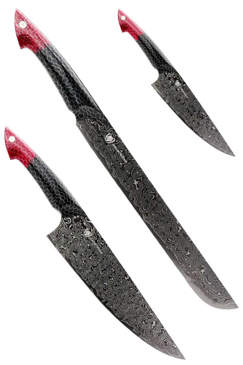 Scorpion Hellfire Bundle | 8" Chef's Knife + 4" Paring Knife + 11" Slicer Knife 1