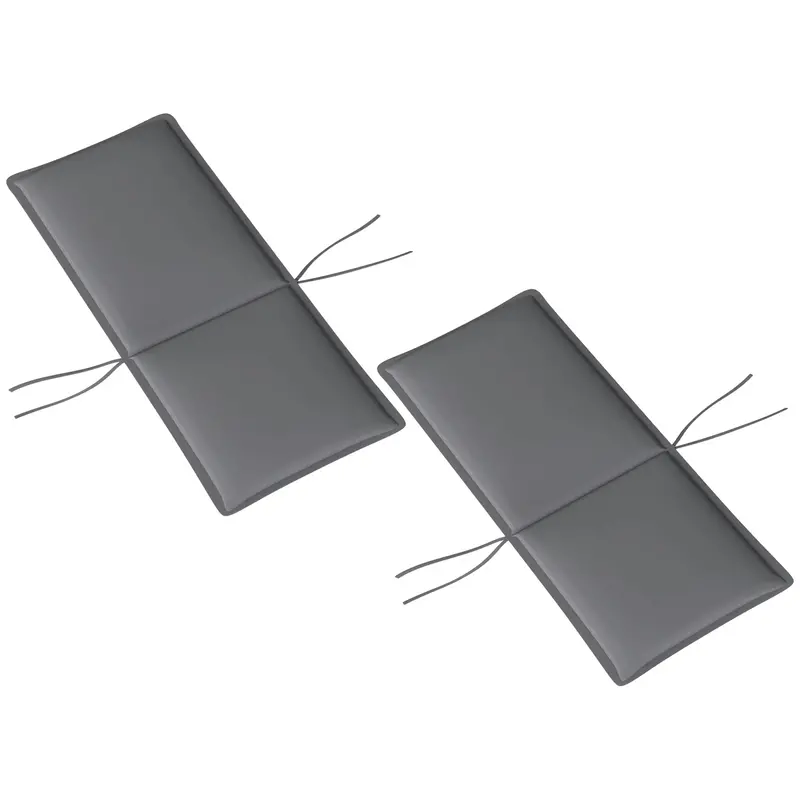 Set Of 2 High Back Patio Chair Cushions With Ties, Dark Grey 2