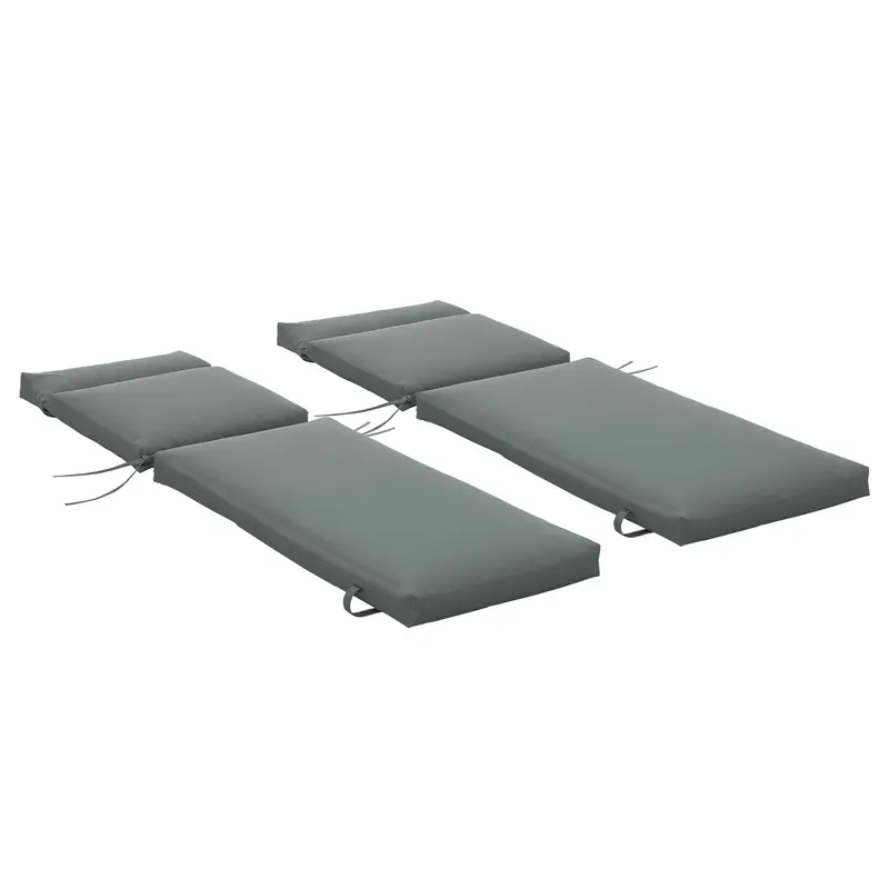 Set Of 2 Outdoor Lounge Chair Cushions, 77.2" X 21.7", Dark Grey 1