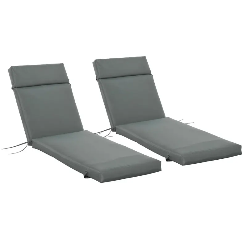 Set Of 2 Outdoor Lounge Chair Cushions, 77.2" X 21.7", Dark Grey 2