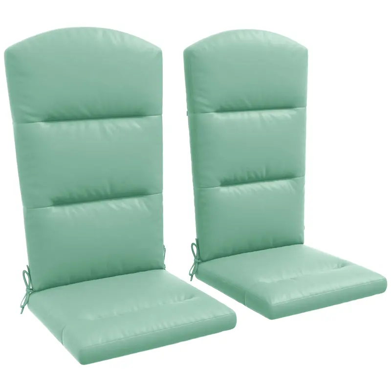 Set Of 2 Patio Chair Cushions For Adirondack Chair Replacement With Back & Ties, Green 1