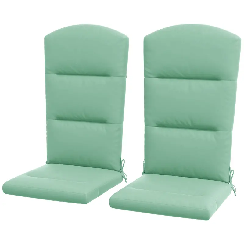 Set Of 2 Patio Chair Cushions For Adirondack Chair Replacement With Back & Ties, Green 2