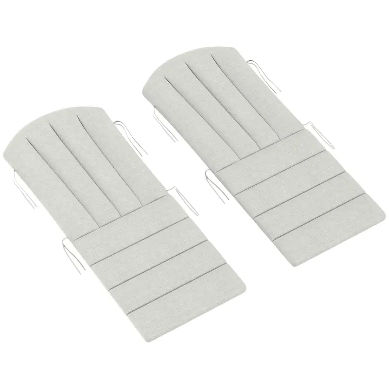 Set Of 2 Patio Chair Cushions, High Back Adirondack Chair Cushion With Ties, Light Grey 2