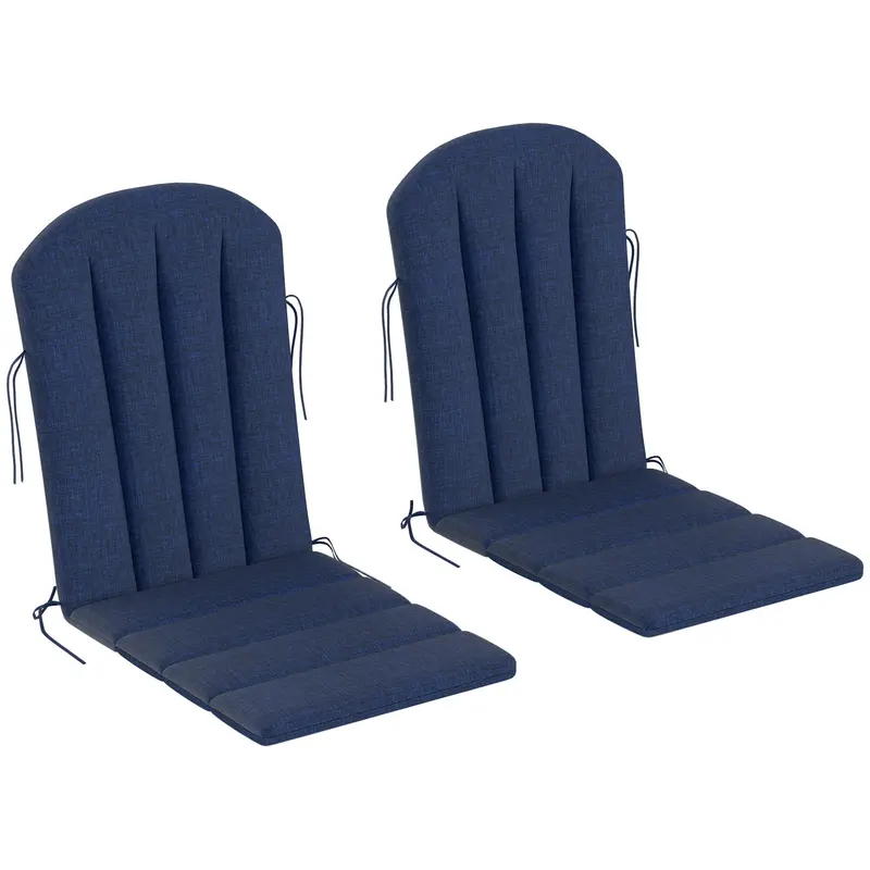 Set Of 2 Patio Chair Cushions, High Back Adirondack Chair Cushion With Ties, Navy Blue 1