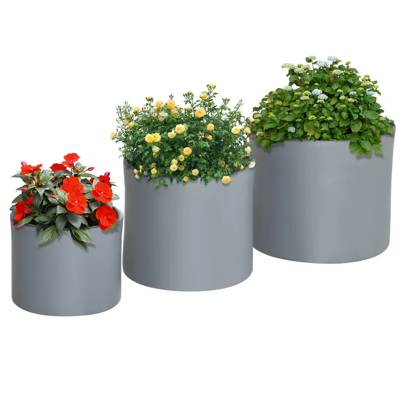 Set Of 3 Planters, 13"/11.5"/9" With Drainage Holes 1