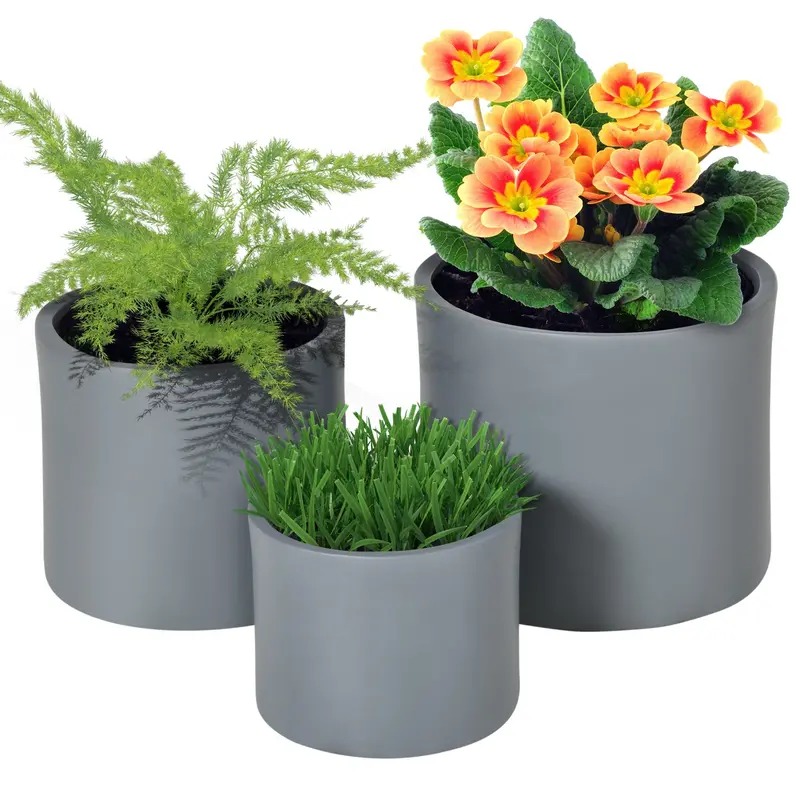 Set Of 3 Planters, 13"/11.5"/9" With Drainage Holes 2