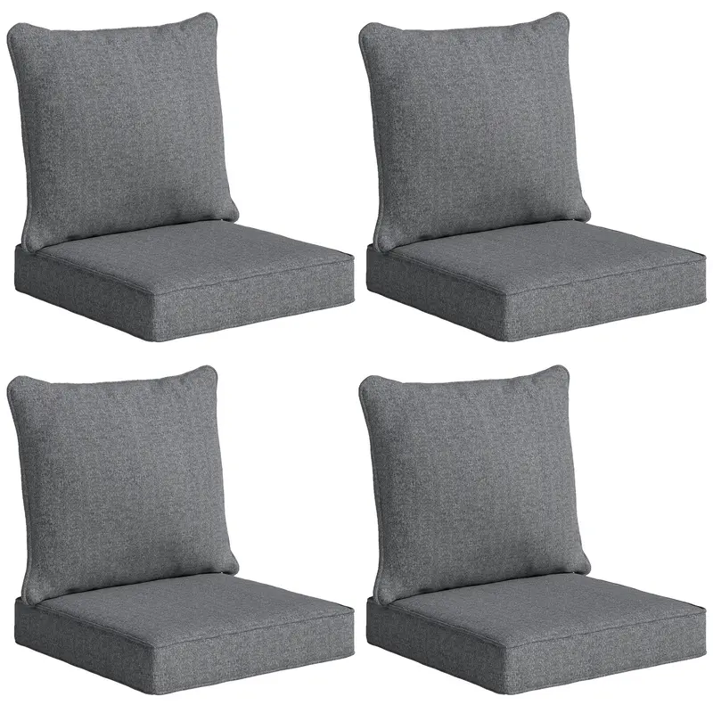 Set Of 4 Outdoor Chair Cushions, 24" X 24", Grey 1