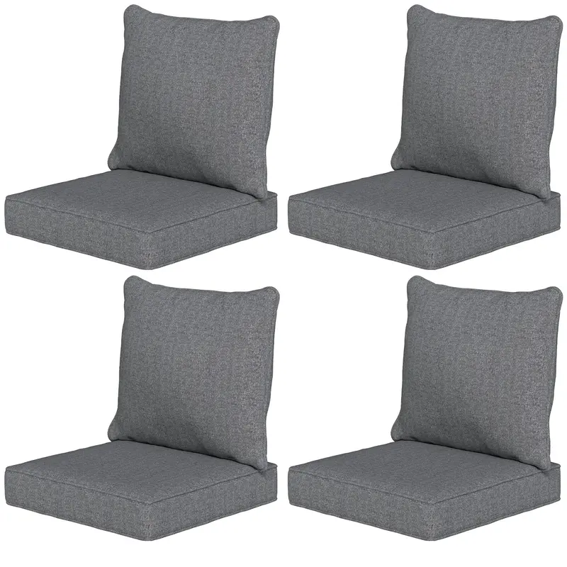 Set Of 4 Outdoor Chair Cushions, 24" X 24", Grey 2