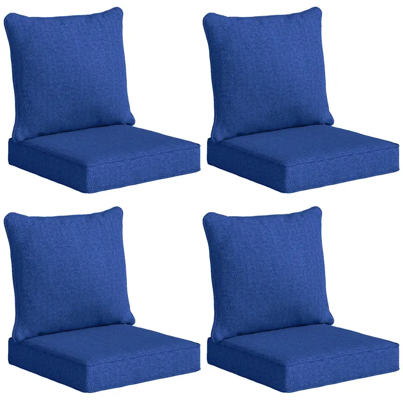Set Of 4 Outdoor Chair Cushions, 24" X 24", Navy Blue 1