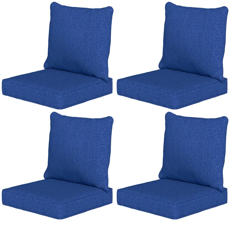 Set Of 4 Outdoor Chair Cushions, 24" X 24", Navy Blue 2